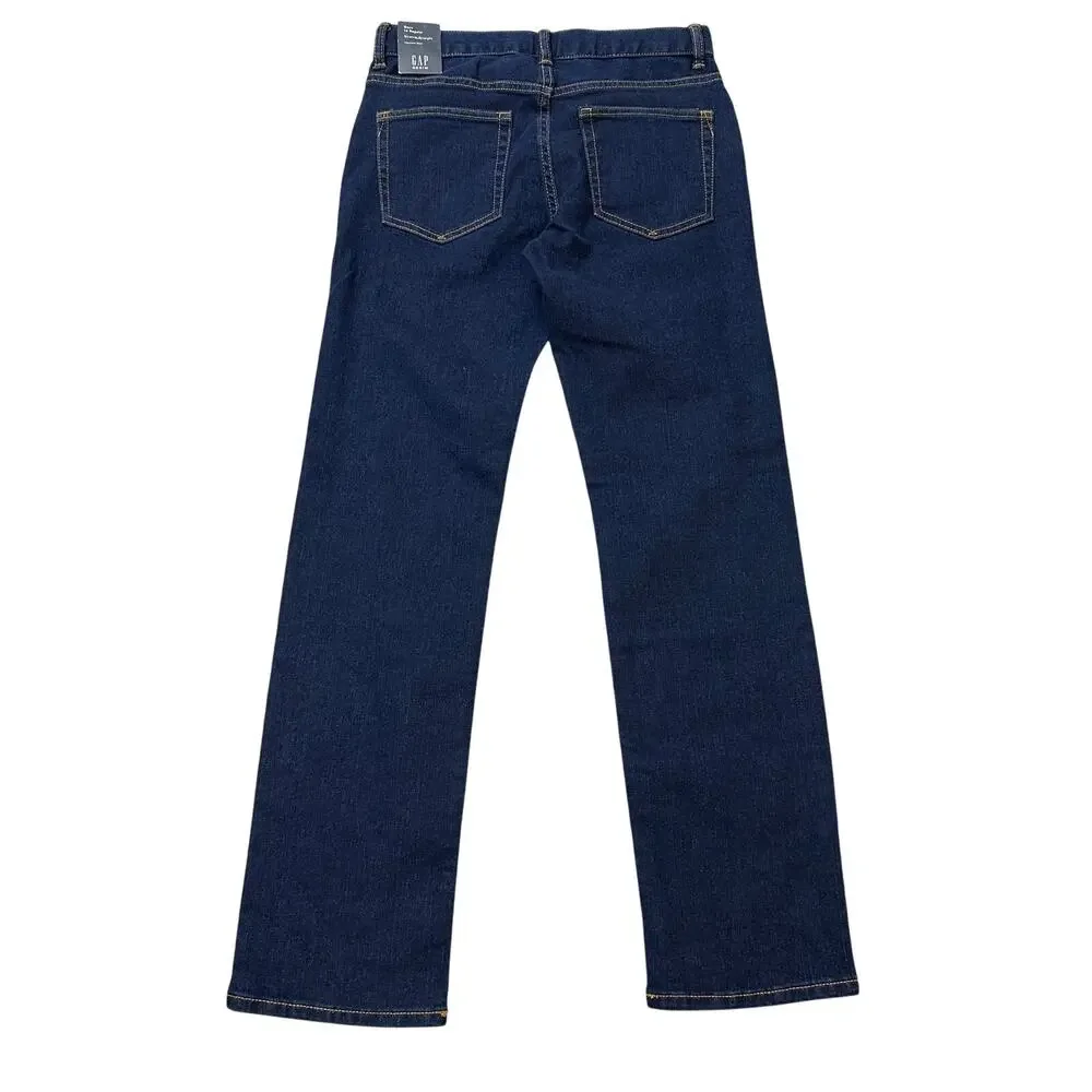 Gap Denim Kids Jeans Youth Boys 14 Regular Dark Wash Blue Straight Leg Zip Fly